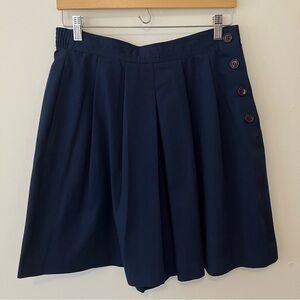 VTG Women’s Navy Shorts High Waist Pleated Sz. 12 Elastic Button Side Preppy